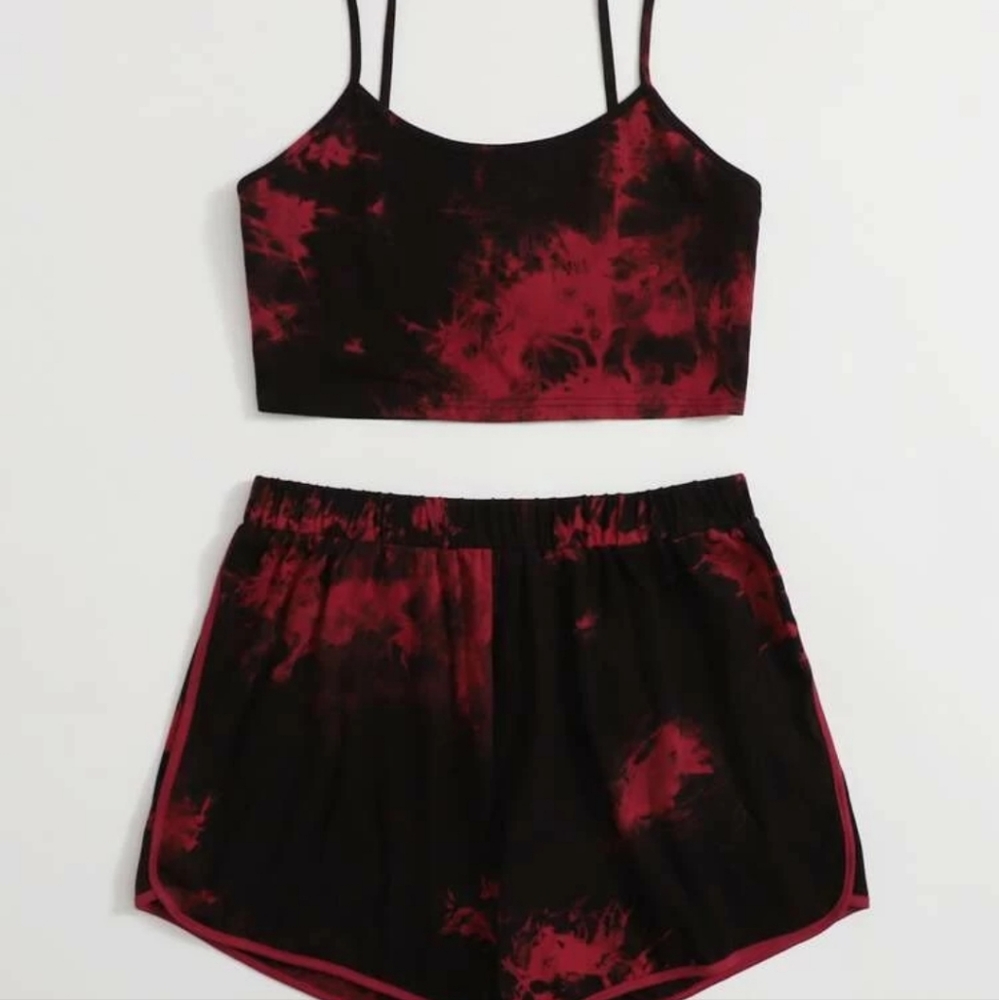 Shein Plus Bleach Wash Cami Top & Shorts Set - Picture 2 of 3